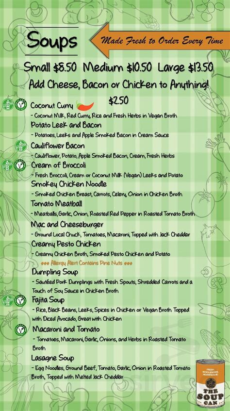 Soup Can Menu