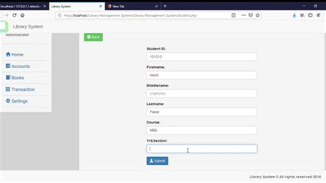 source code for library management system in php