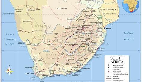 South Africa In World Political Map . Vector Eps s. Eps