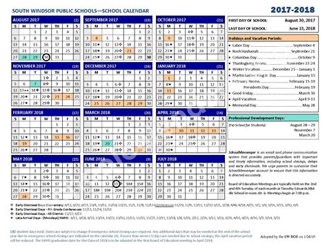 South Windsor Public Schools Calendar