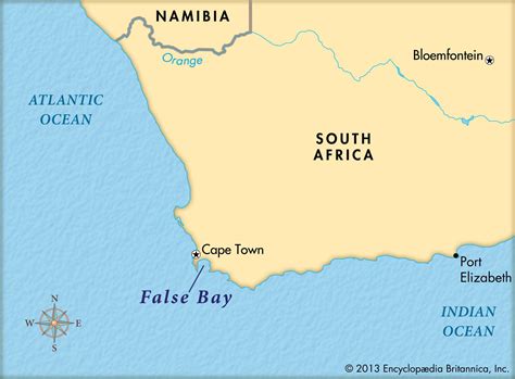 south africa map false bay