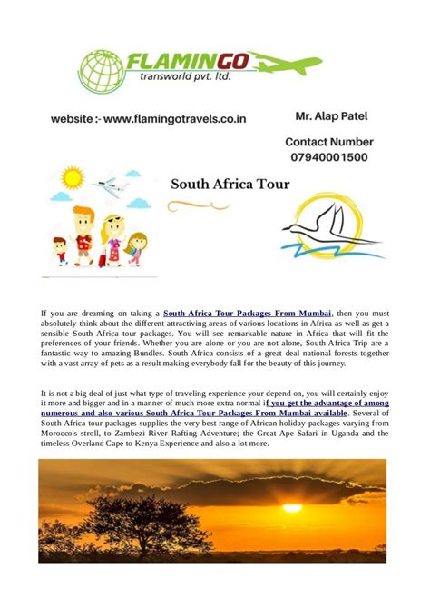 south africa tour packages from mumbai
