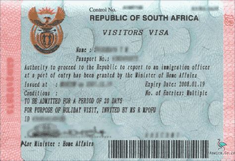 south africa tourist visa validity