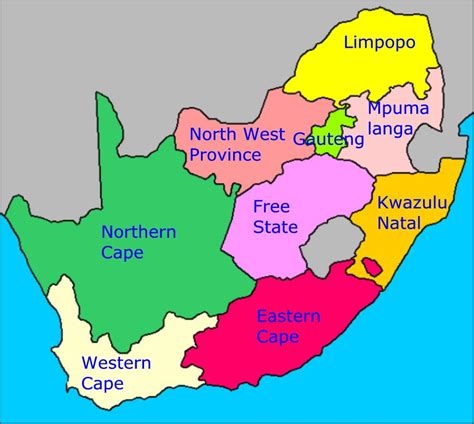 south african map showing provinces