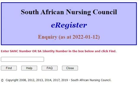 south african nursing council eregister