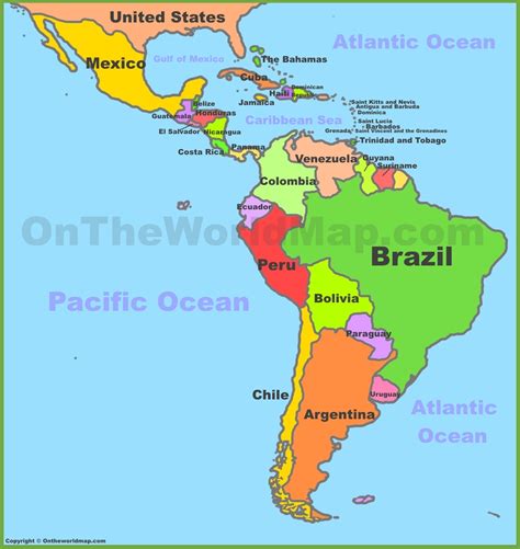 south america and central america map