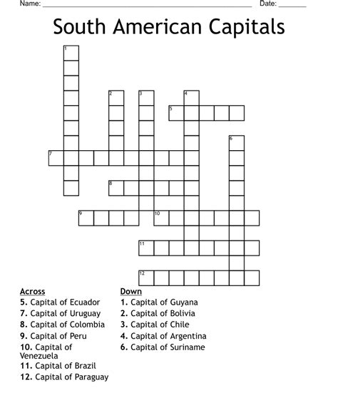 south american historical capital crossword