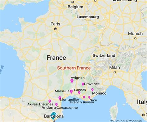 south of france map with attractions