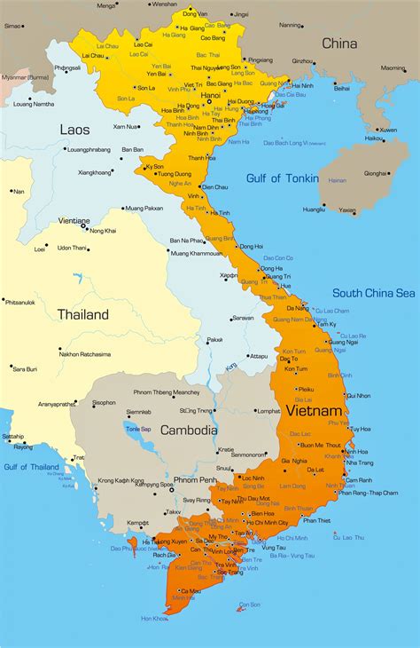 south vietnam map with cities