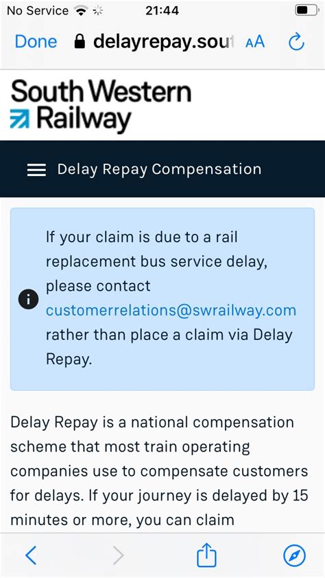 south west train delay repay