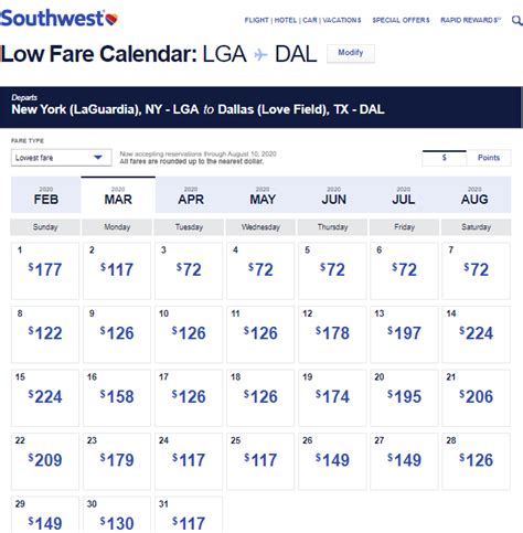 southwest airline schedules and fares