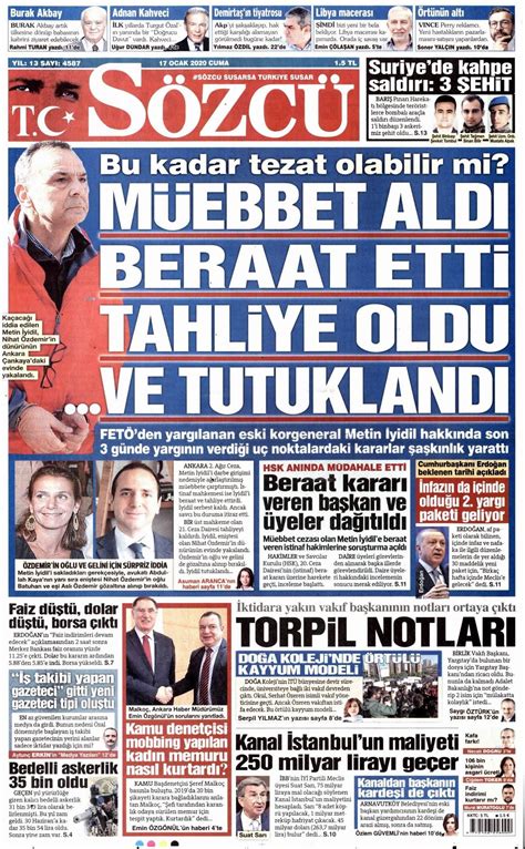 sozcu gazetesi ana sayfa turkey