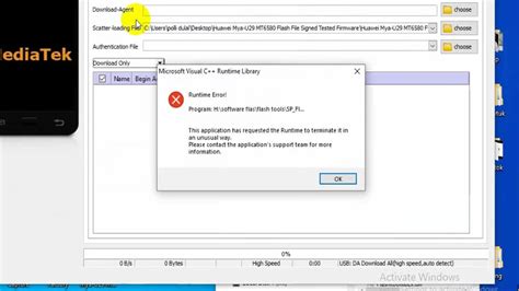 Sp Flash Tool Error Microsoft Visual C++ Runtime Library