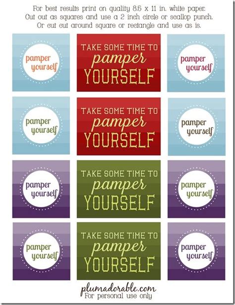 Spa Pamper Yourself Printable