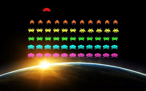 space invaders desktop background