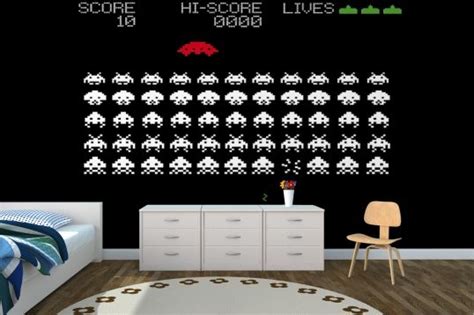 space invaders wall mural
