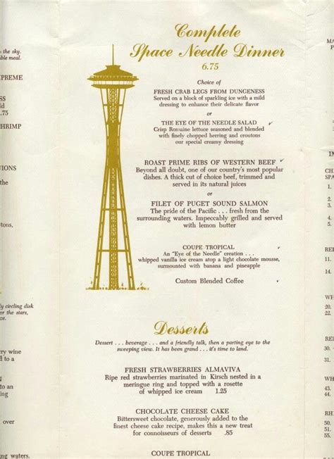 space needle menu lunch