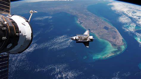 Space shuttle in orbit
