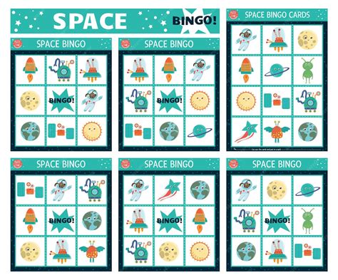 Space Theme Lotto Games Printable