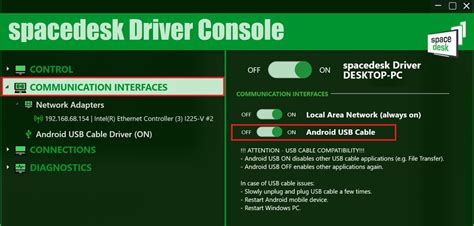 spacedesk android usb cable driver