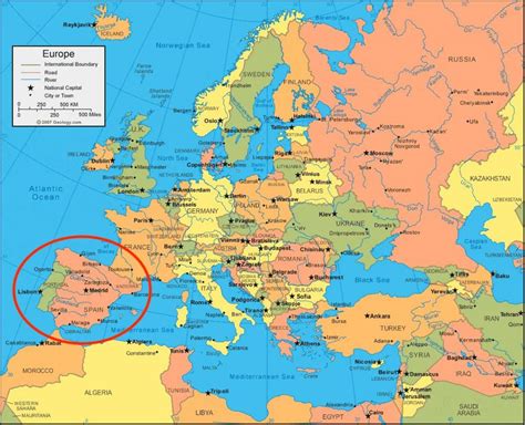 spain map in europe