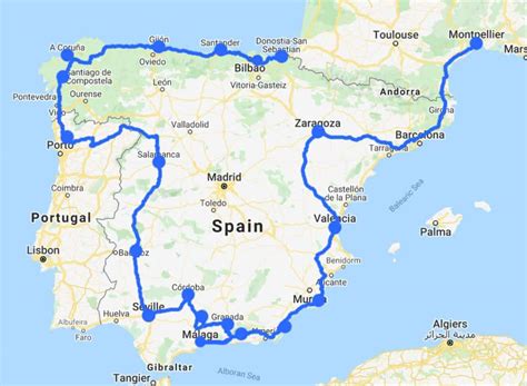 spain road trip map