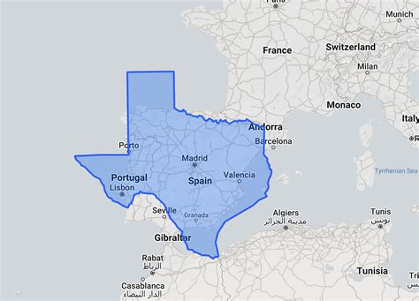 spain vs texas size