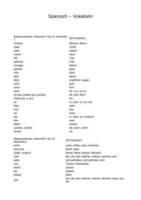 Latest Spanisch A1 Vokabeln Pdf Ideas