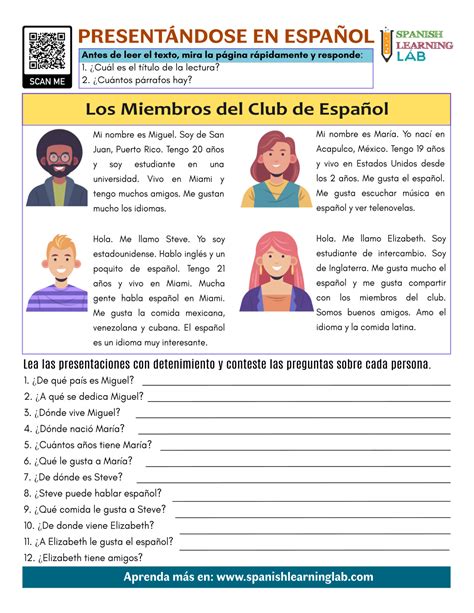 spanish reading comprehension worksheets pdf