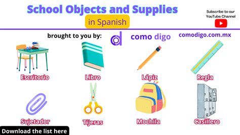 Spanish School Items