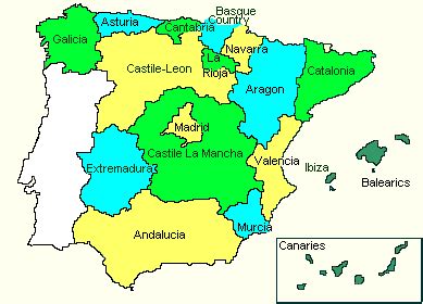 Spain Map of Regions and Provinces