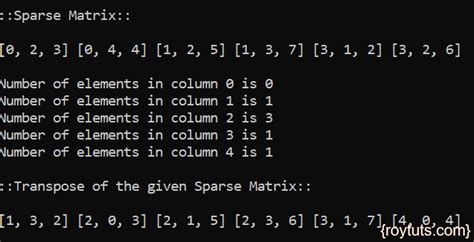 sparse matrix transpose program in c