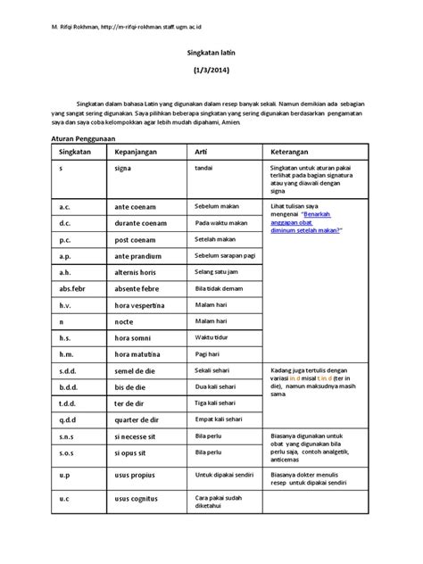 Daftar singkatan dan simbol di rumah sakit Kamar Bangsal