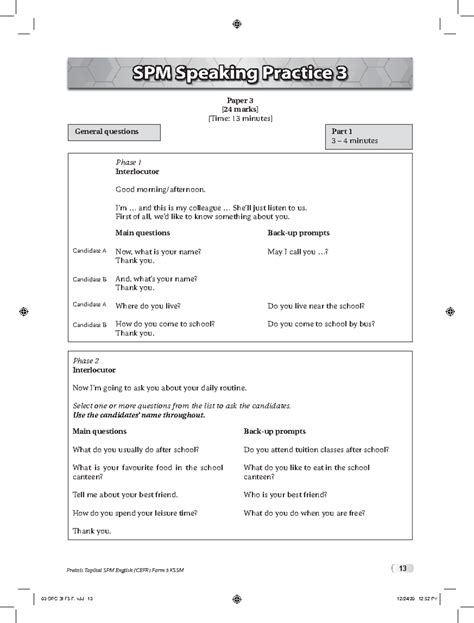 speaking test example spm