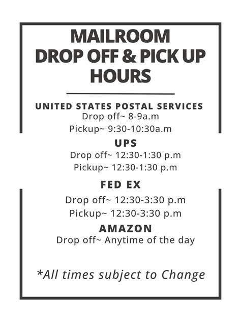 Speare Mailroom Hours