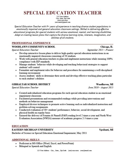Special Education Teacher Aide Resume Samples QwikResume