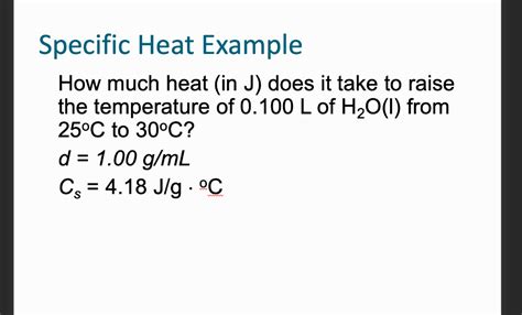 specific heat problems examples