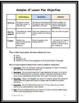 specific objectives in lesson plan in english