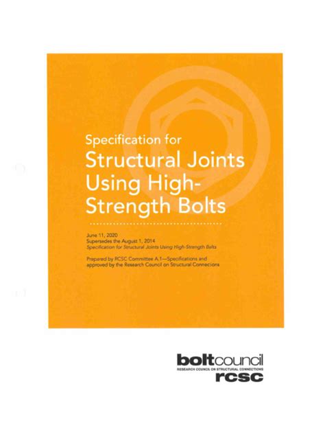 Photos Specification For Structural Joints Using High Strength Bolts More