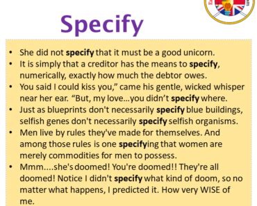specify example sentence