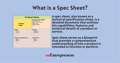 Specs Sheet Meaning