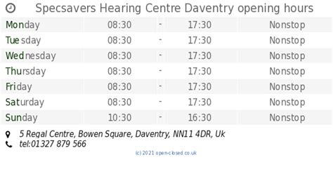 specsavers daventry opening times