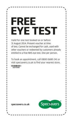 specsavers free eye test