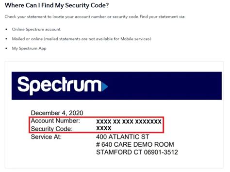 spectrum 4 digit security code