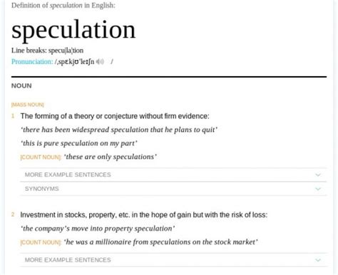 Speculation Over Definition