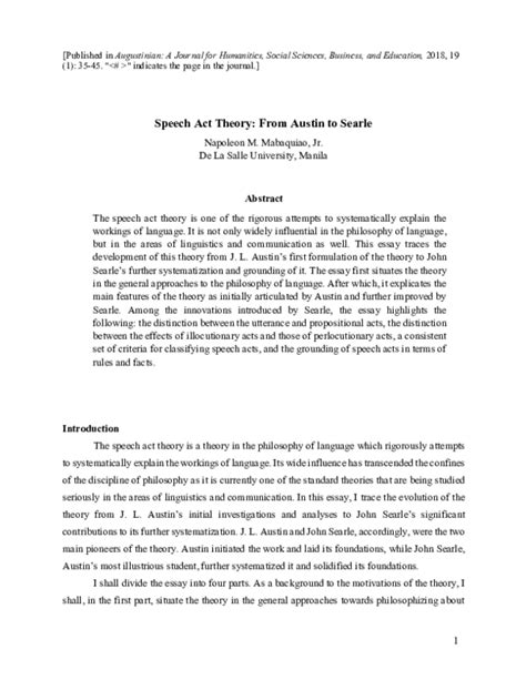 speech act theory by austin and searle pdf