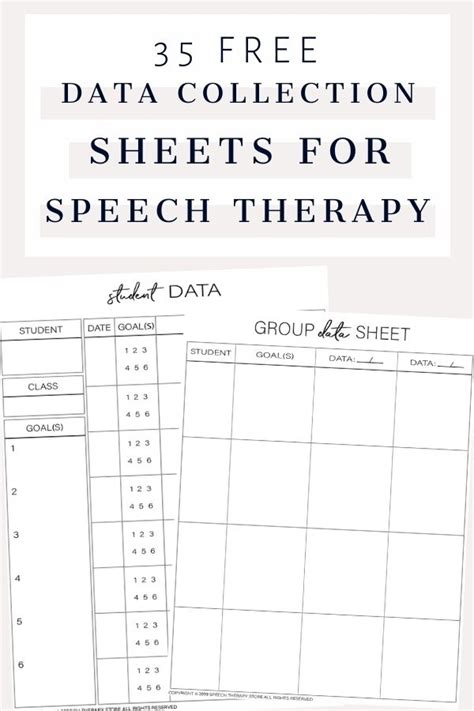 Speech Therapy Group Data Sheets