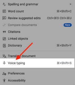 speech to text for google docs keyboard shortcut