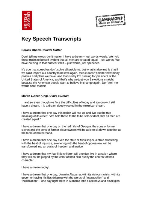 speech transcript examples