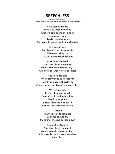 Speechless Lyrics Full Printable Aladdin